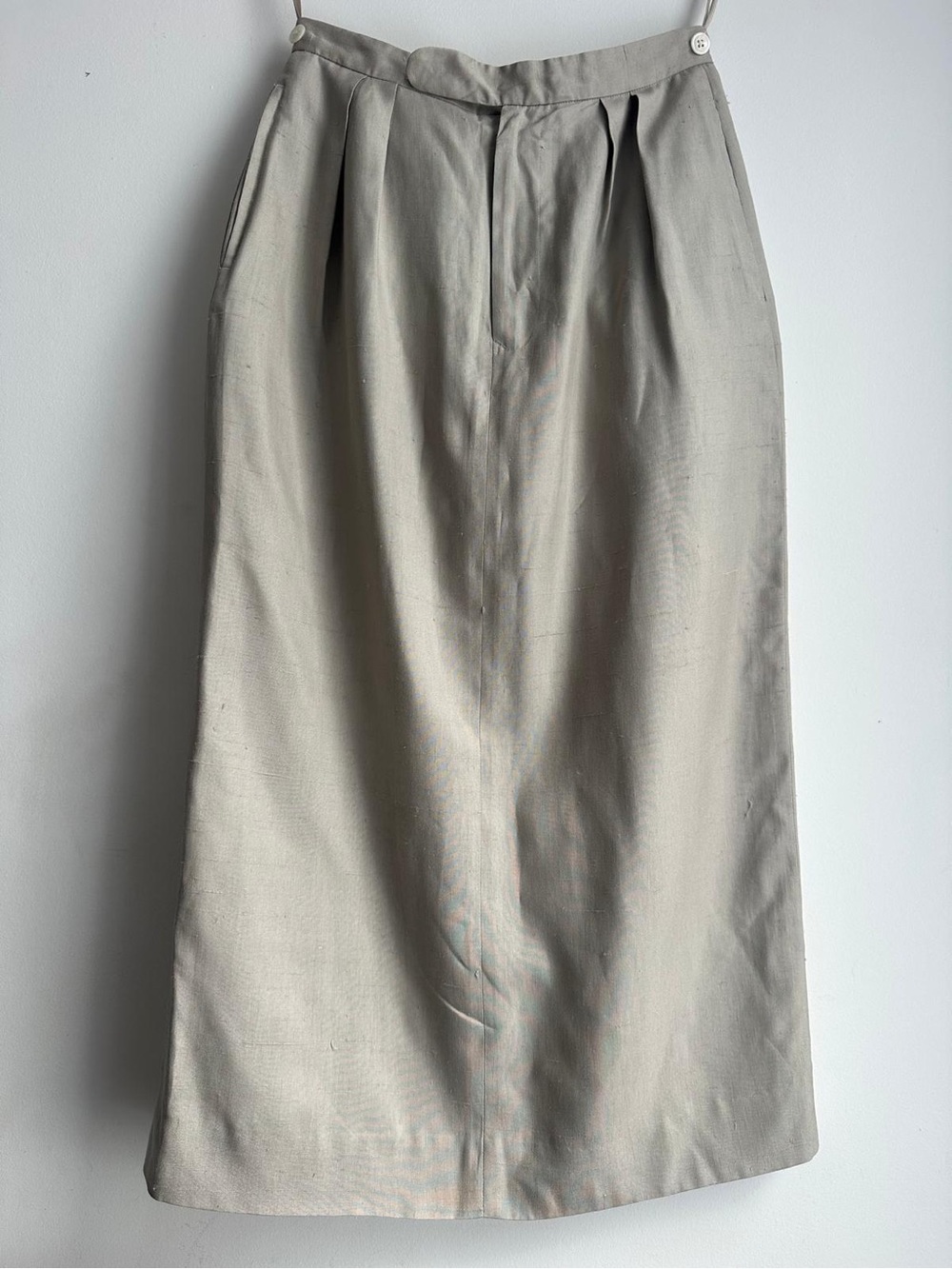 Vintage 1980s 1990s Ralph Lauren 100% Raw Silk Midi Skirt Made in HK Size 6